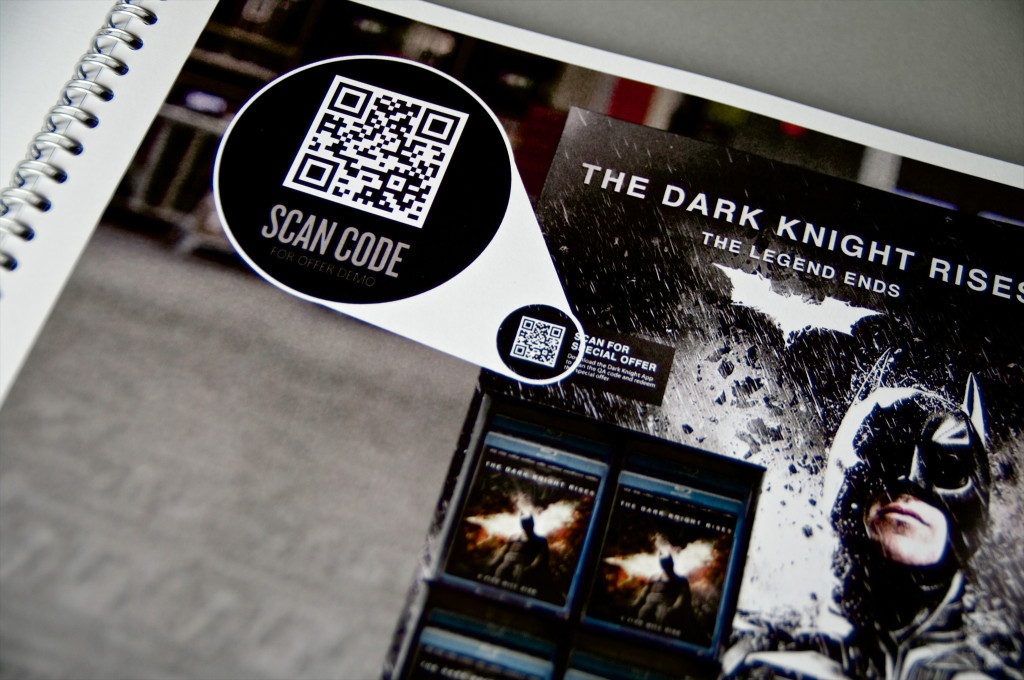 Dark Knight Rises Blu-Ray display with QR code