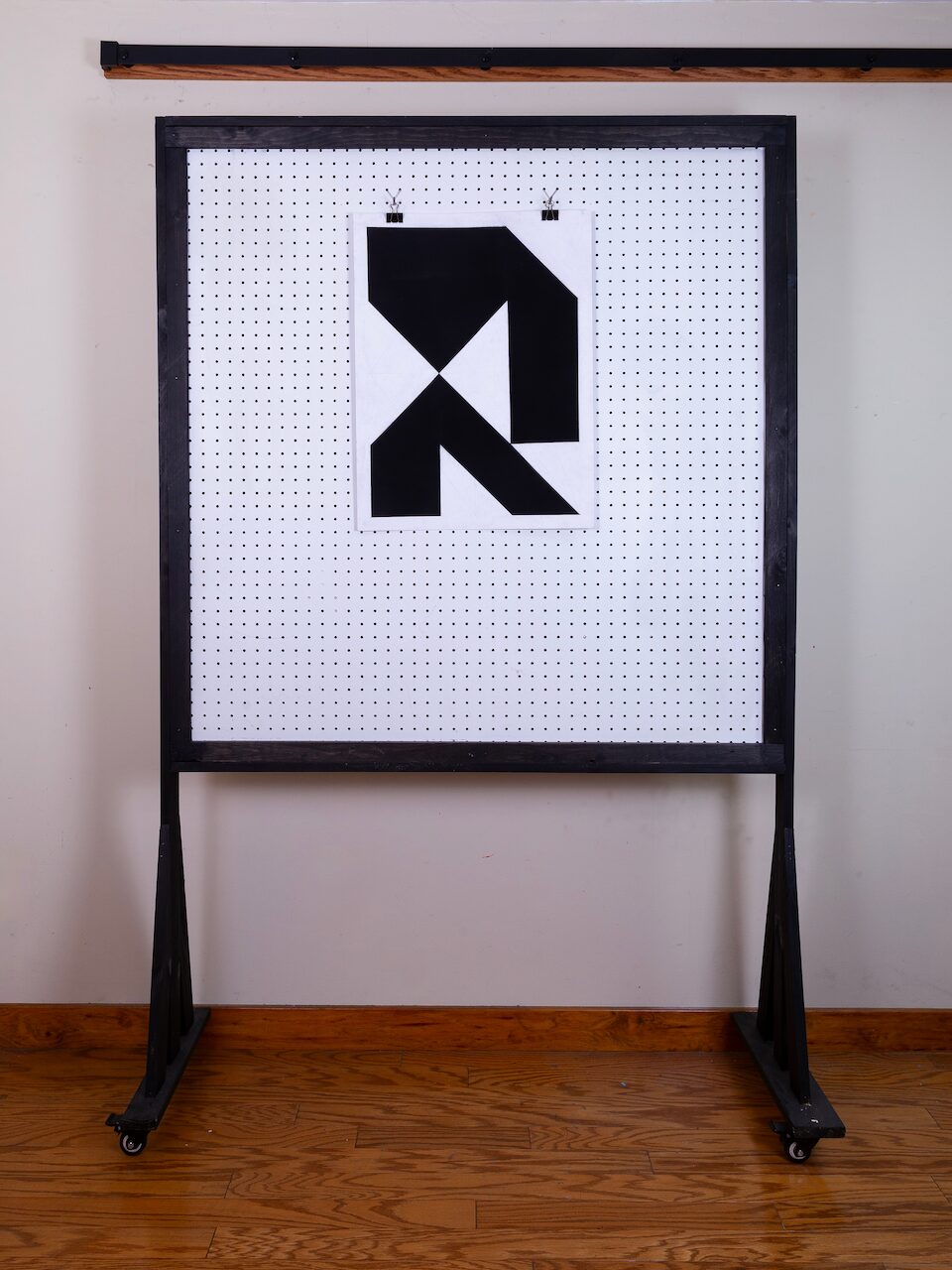 Charcoal drawing on paper, Girl (Glyph Drawing No. 3), showcasing grid-based composition, clean and even texture, and emerging iconographic forms with digital cyberpunk influence.