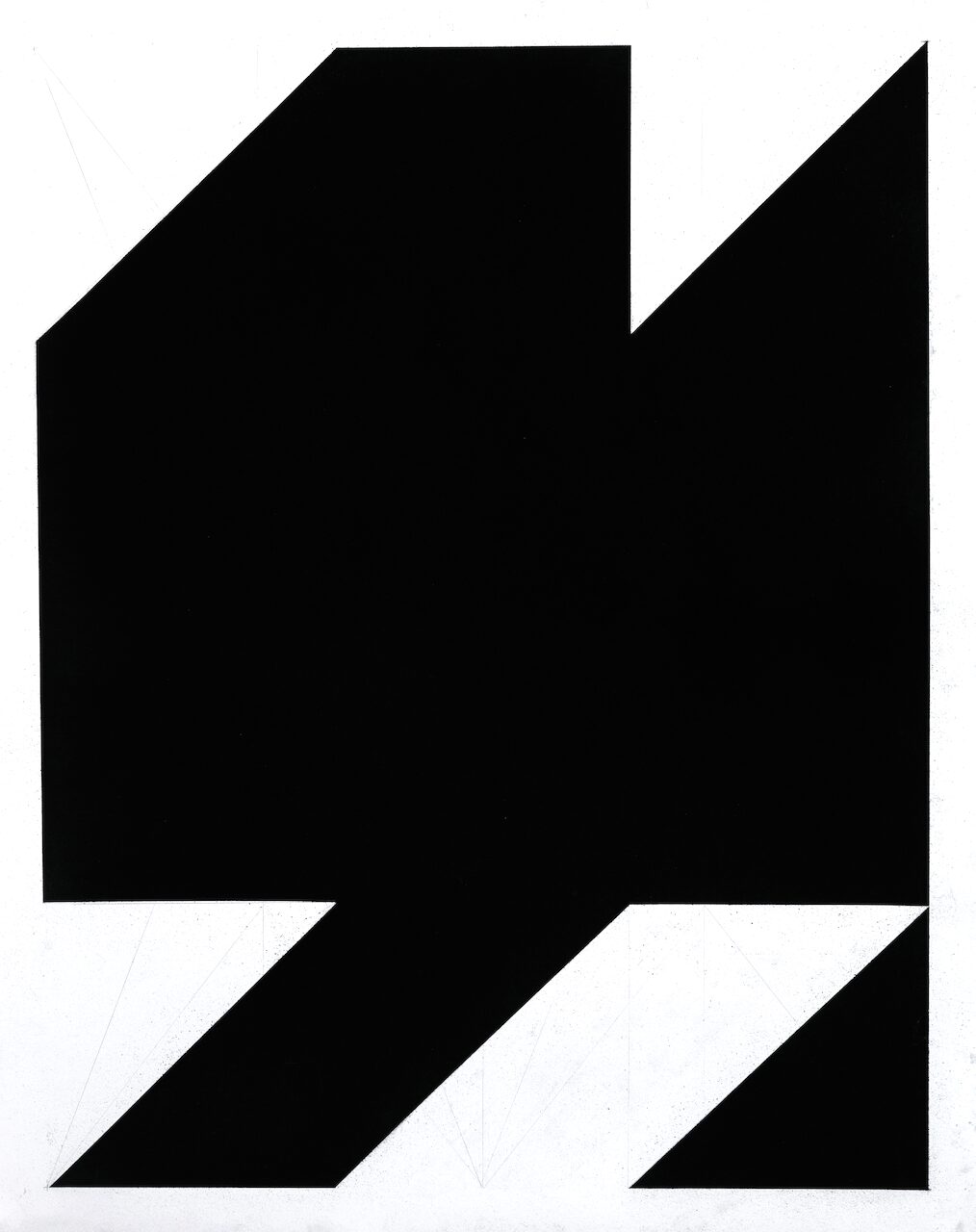 Minimalist black-and-white block shapes resembling two houses side by side or a pixelated Space Invader.