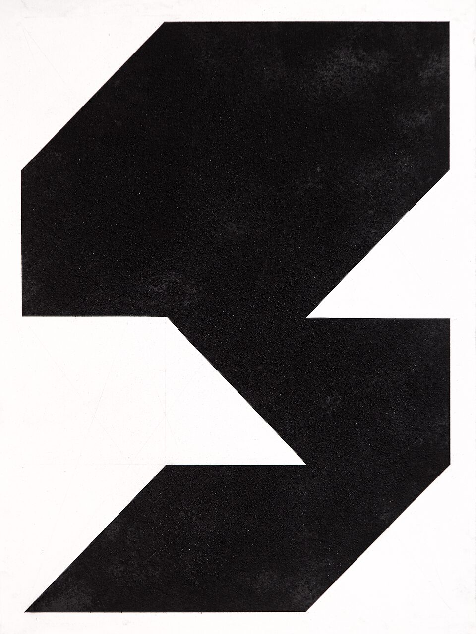 Untitled, Drawing No. 4. A minimalist charcoal drawing using a three-by-four grid to structure geometric shapes. Soft, fuzzy charcoal texture contrasts light and dark forms.